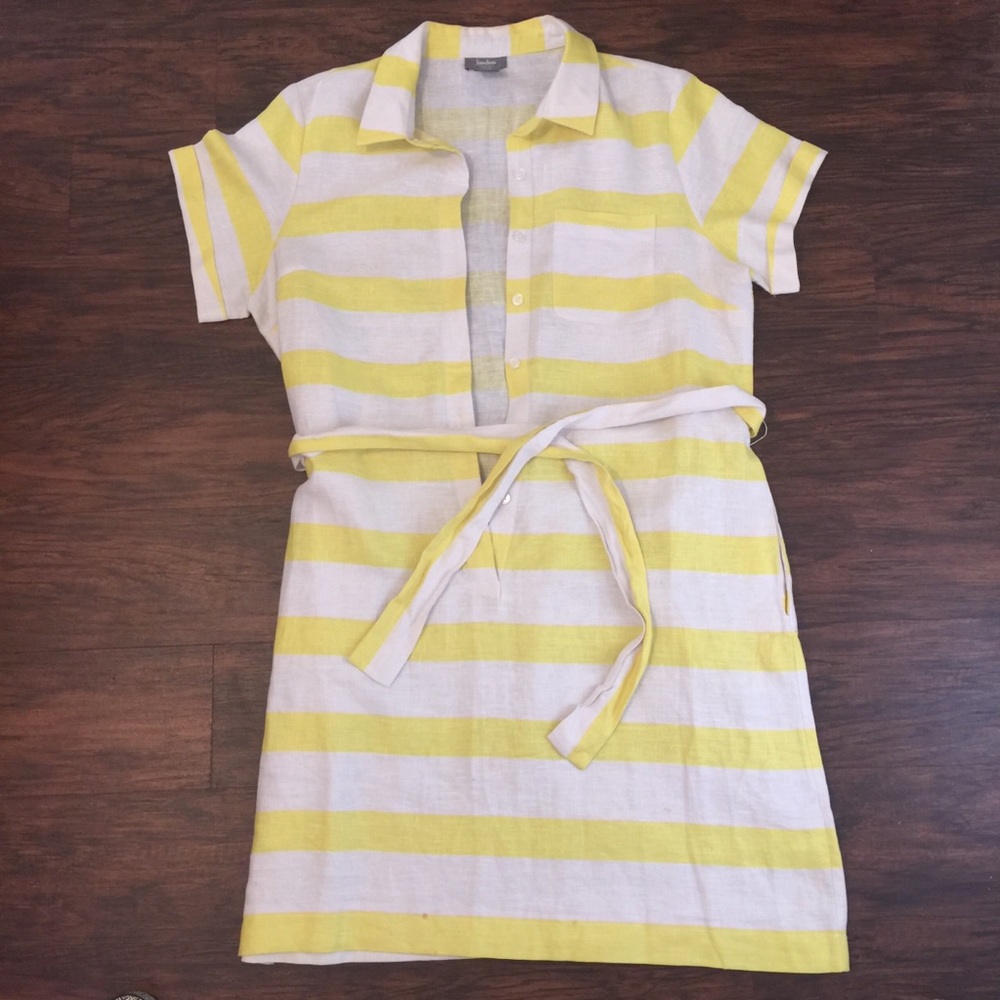 Neiman Marcus White Linen striped dress Size XL.
